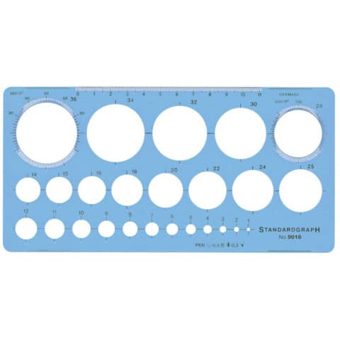 Kreisschablone mit 25 Kreisen blau STANDARDGRAPH 9016