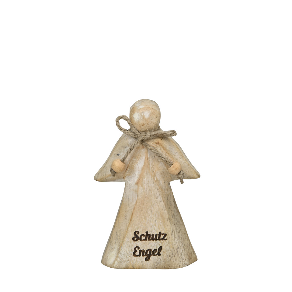 Engel, Holzfigur, Weihnachtsdeko, Naturholz, Schutzengel