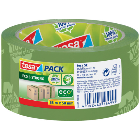 Packband tesapack® Eco & Strong, PP, 66 m x 50 mm, grün TESA 58156-00000-02