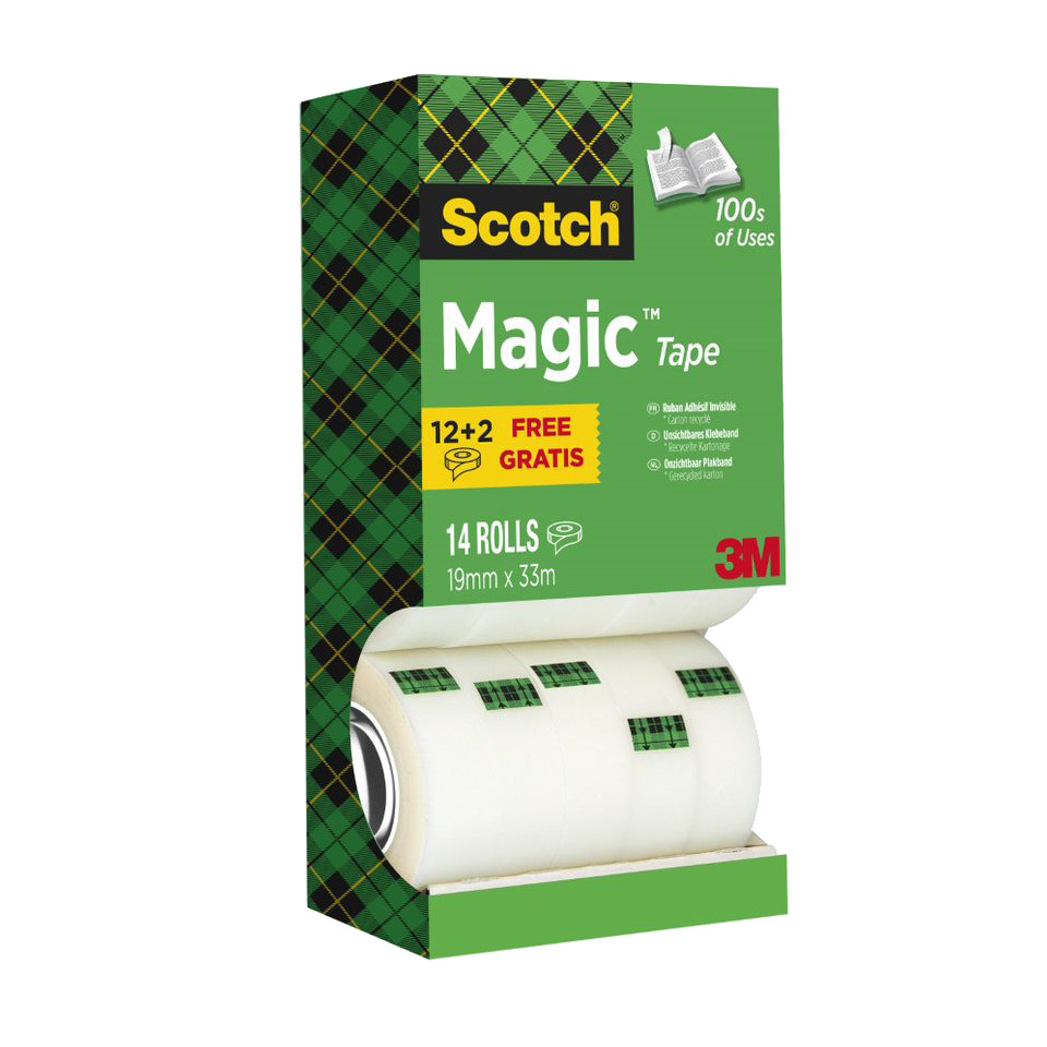 Klebeband Magic™ Promotion, Naturfasern, unsichtbar, beschriftbar, 19 mm x 33 m, 14 Rollen SCOTCH 8R14TPR Papier, Klebeband