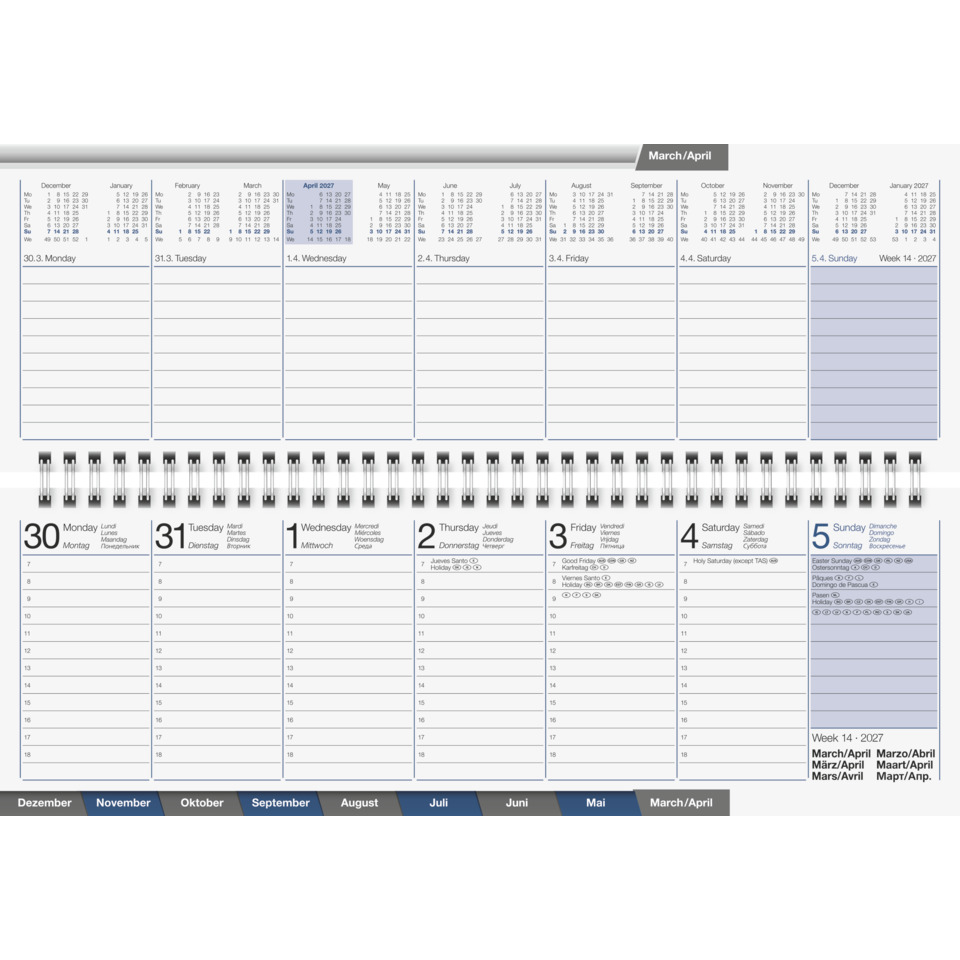 Kalender, Planer, Spiralbindung, Monatsübersicht, Wandkalender