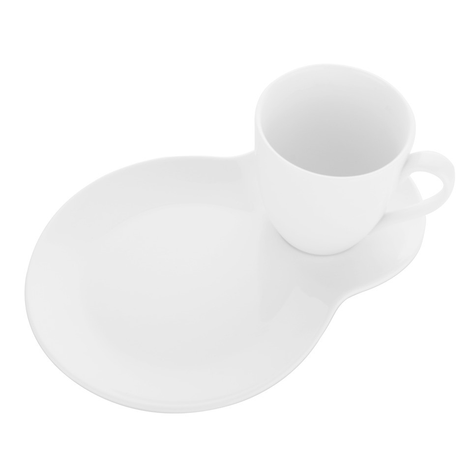 Teller, Tasse, Kaffeeset, Weiß, Porzellan