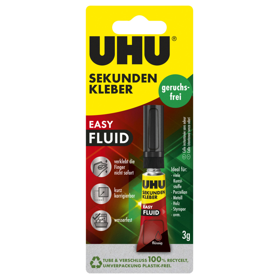 Sekundenkleber, Klebemittel, Flüssigkleber, 3g, UHU