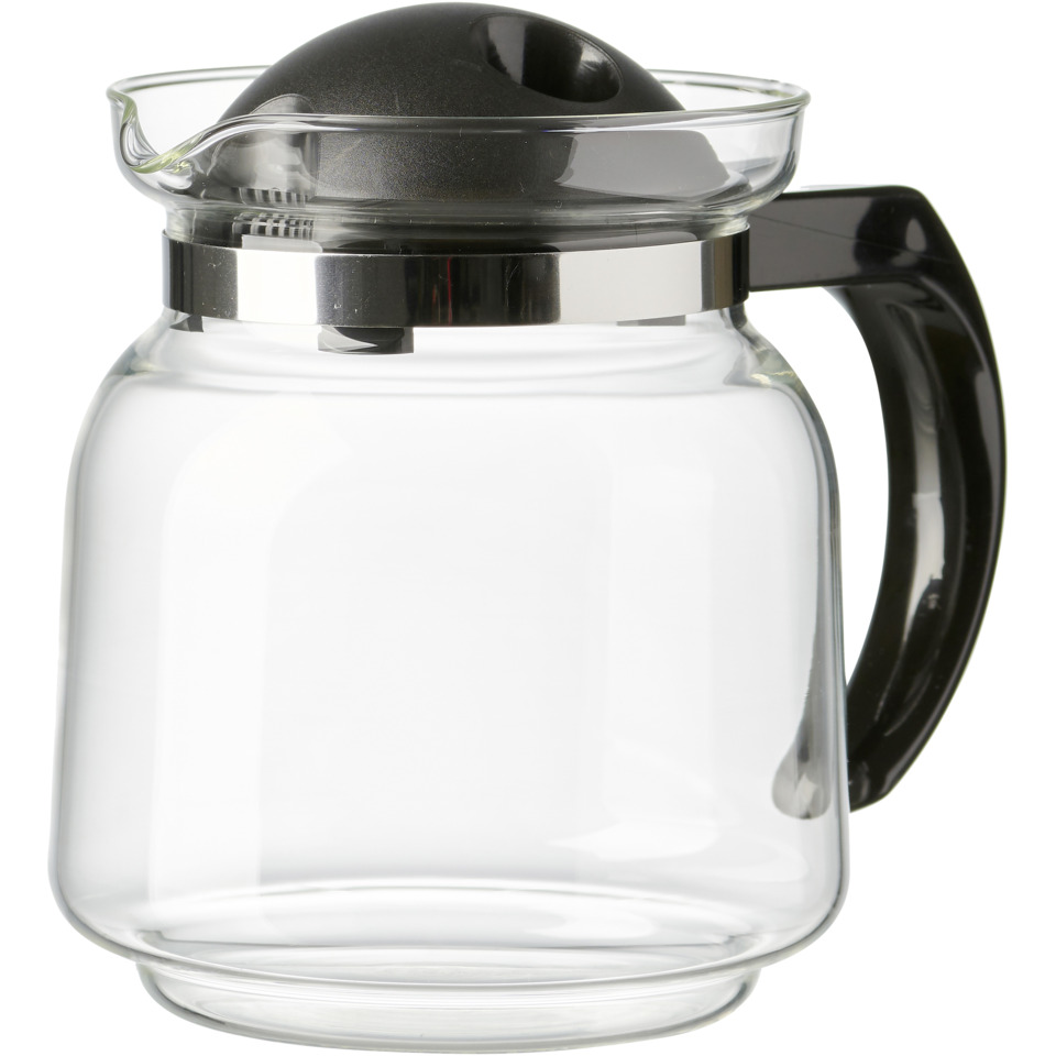Kaffee-Karaffe, Glas, Trinkkanne, Schwarz-Griff, Deckel mit Loch