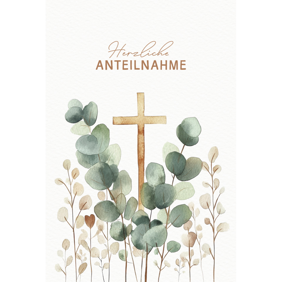 Kreuz, Blumen, Grünpflanzen, Kommunion/Christen, Karte