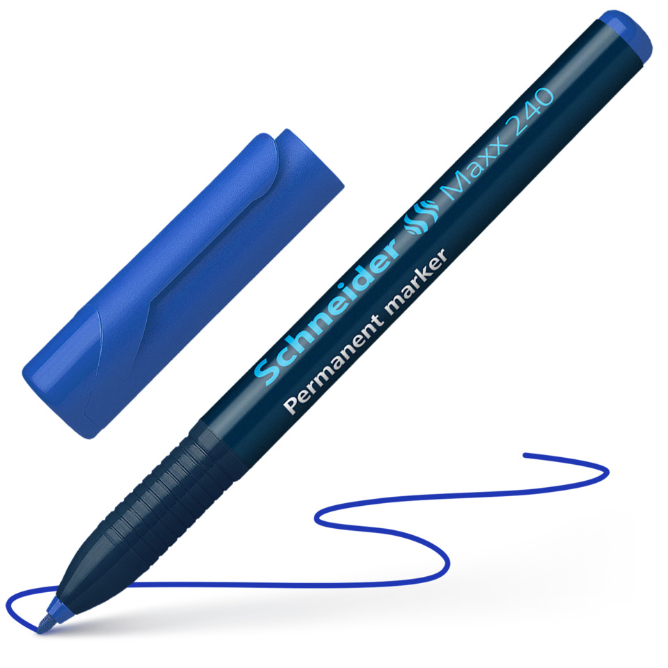 Permanentmarker, Blau, Feinspitze, Stift, Schraubkappe