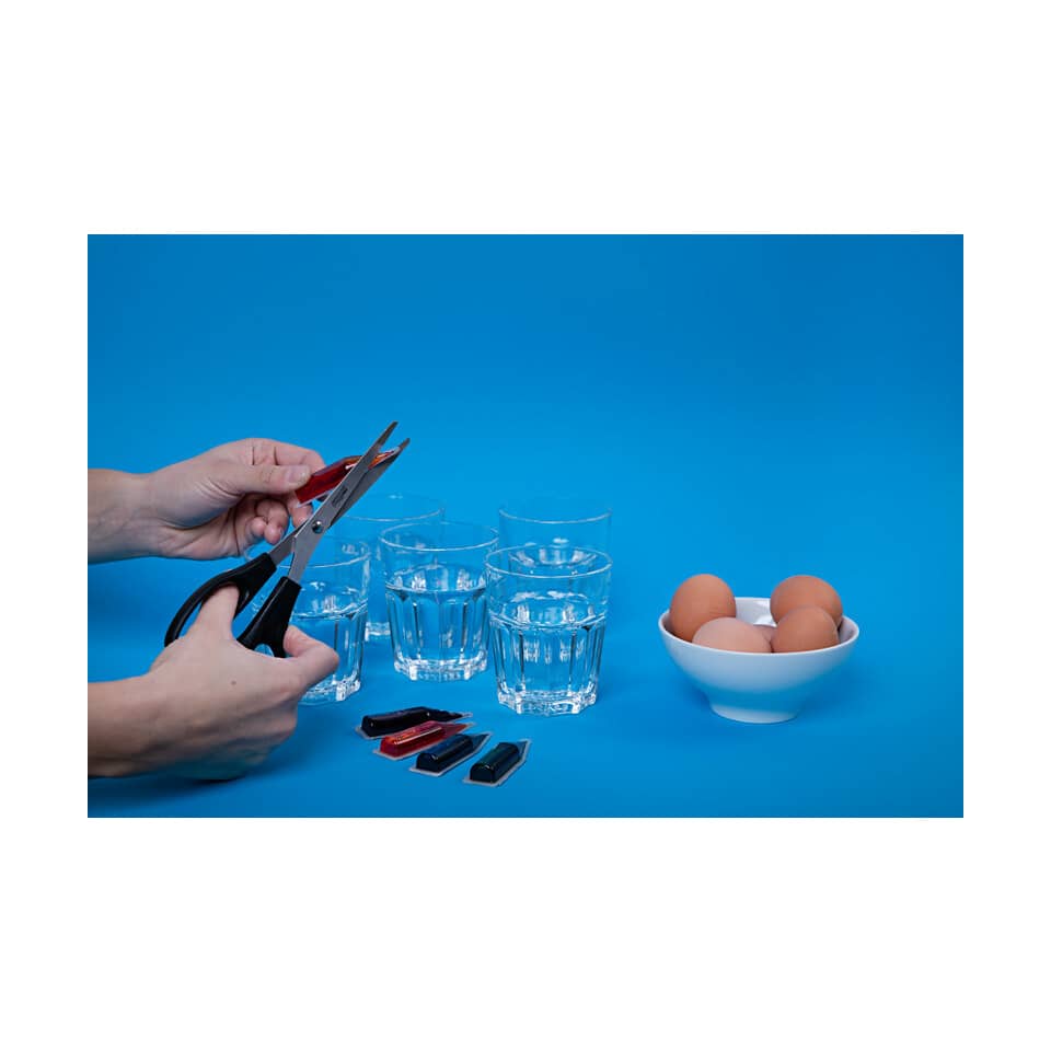 scissors, clip, eggs, glasses, stationery