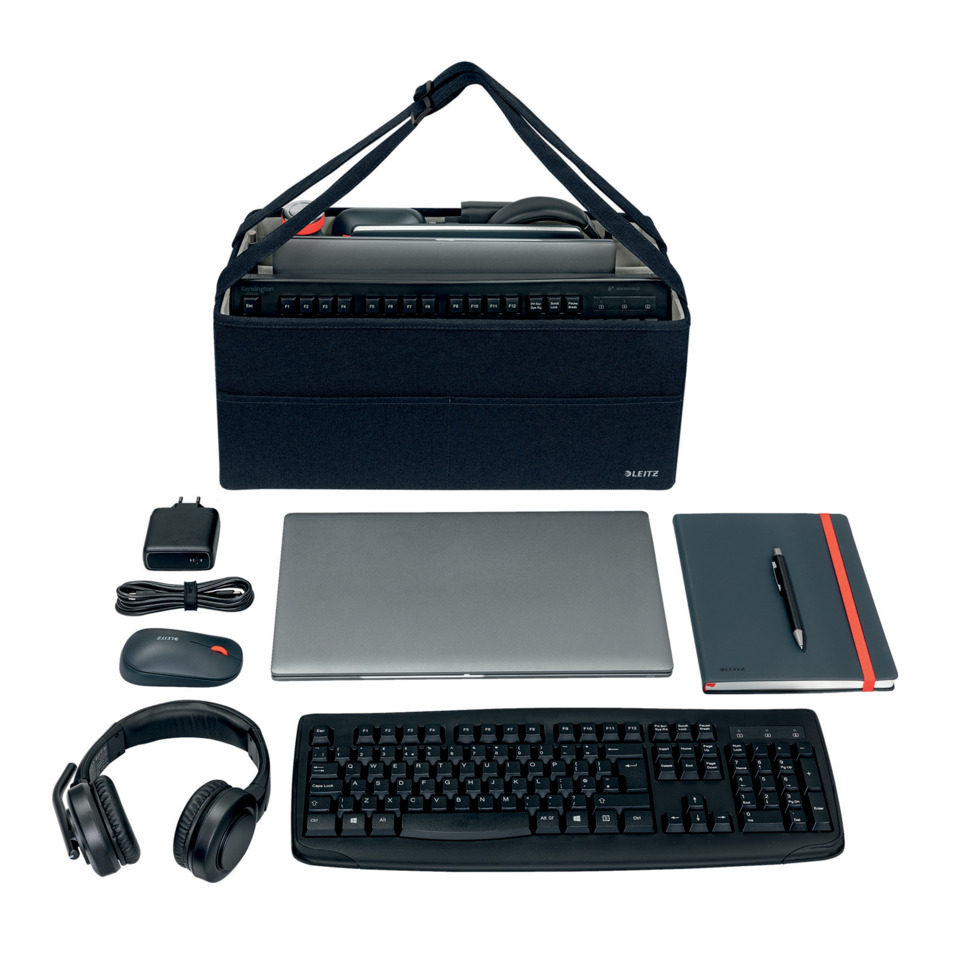 Computertasche, Laptop, Tastatur, Maus, Kopfhörer