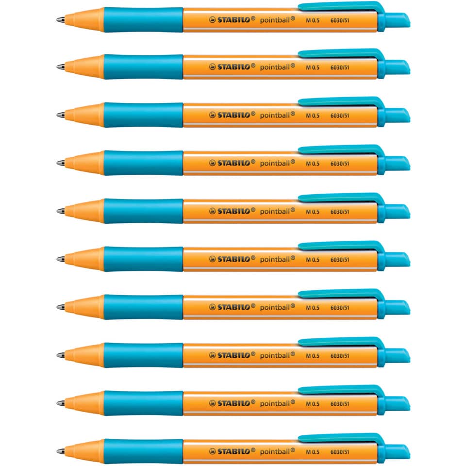 Kugelschreiber, Stabilo, Pointball, orange, blau