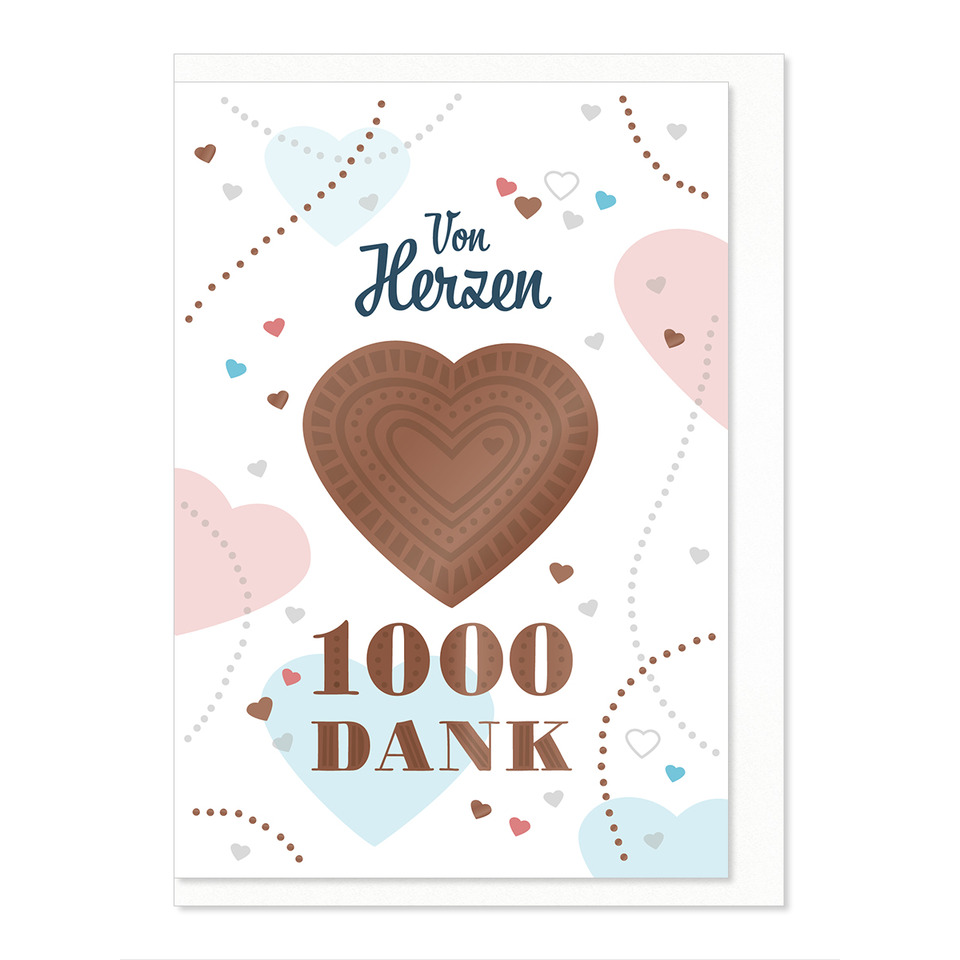 Herz, Schokolade, 1000 Dank, Karte, Herzchen