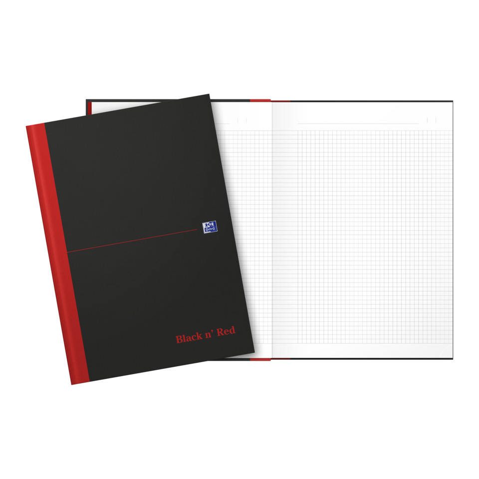 Notizbuch, Pappe, Schwarz, Rot, Gummibante