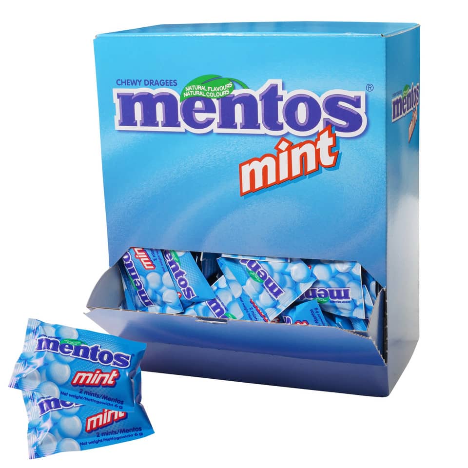 Kaugummi, Menthos, Menthos Mint, Karamellbonbons, Nutzungsverpackung