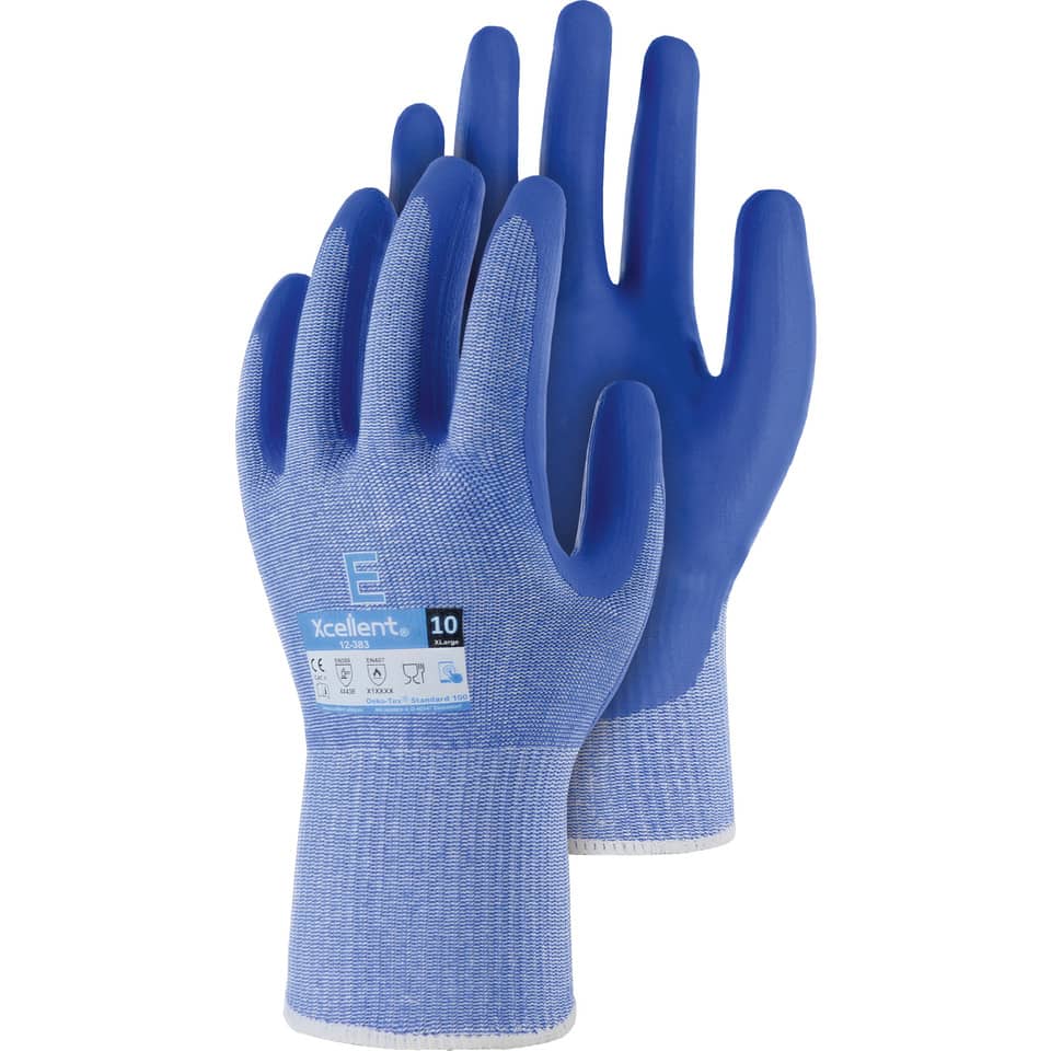Schutzhandschuhe, Gartenhandschuhe, Gumminoppen, Blau, Größe 10