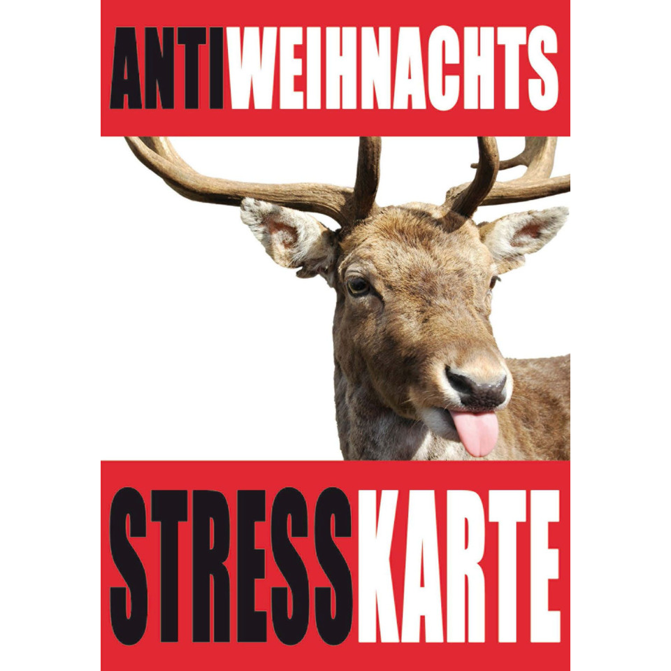 Hirsch, Punkte, Antistresskarte, Tierkopf, Zunge heraus
