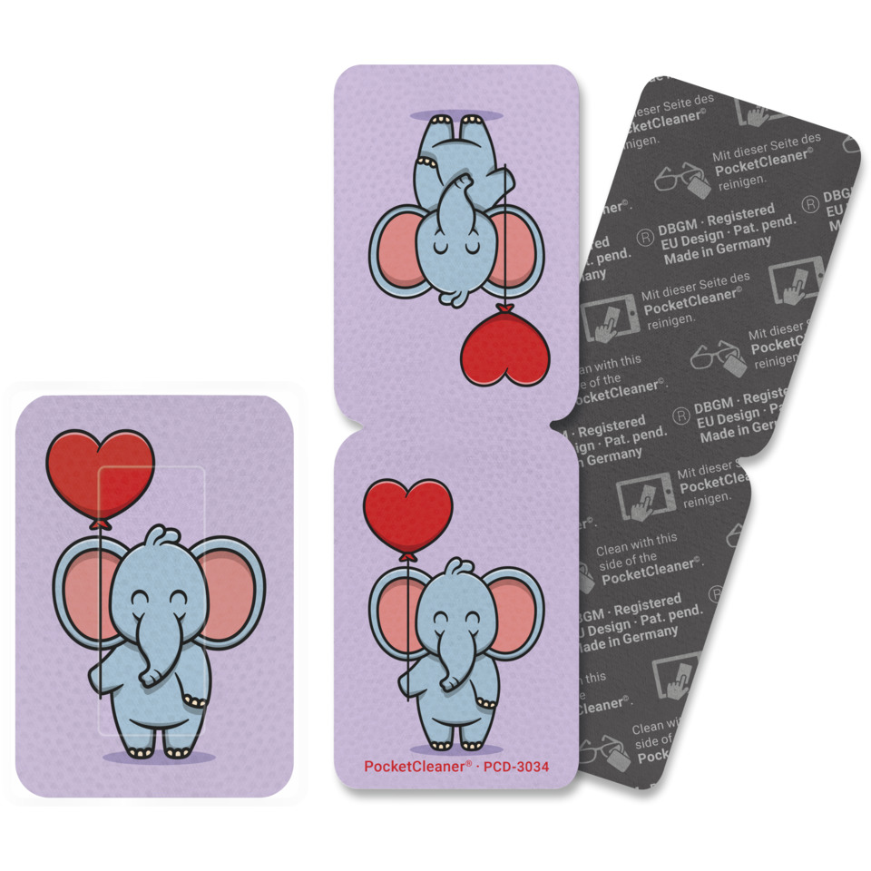 Elefant, Ballon, Karte, PocketCleaner, Lila