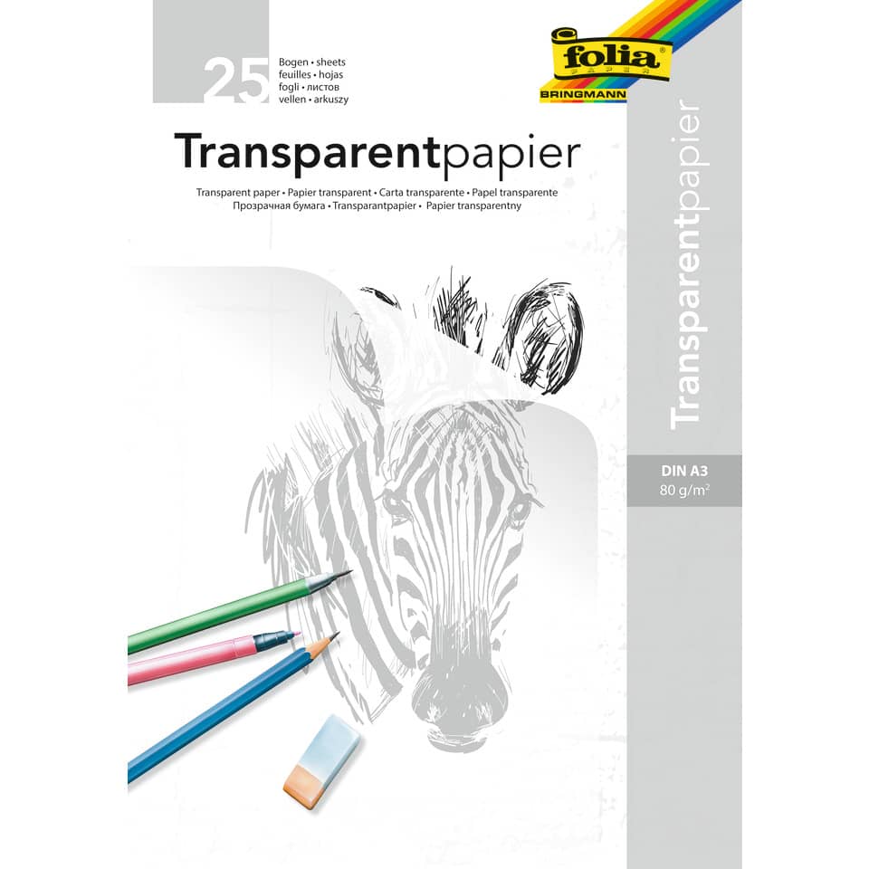 Transparentpapierblock, A3, 80g/m², 25 Blatt FOLIA 8050/25 Werbung