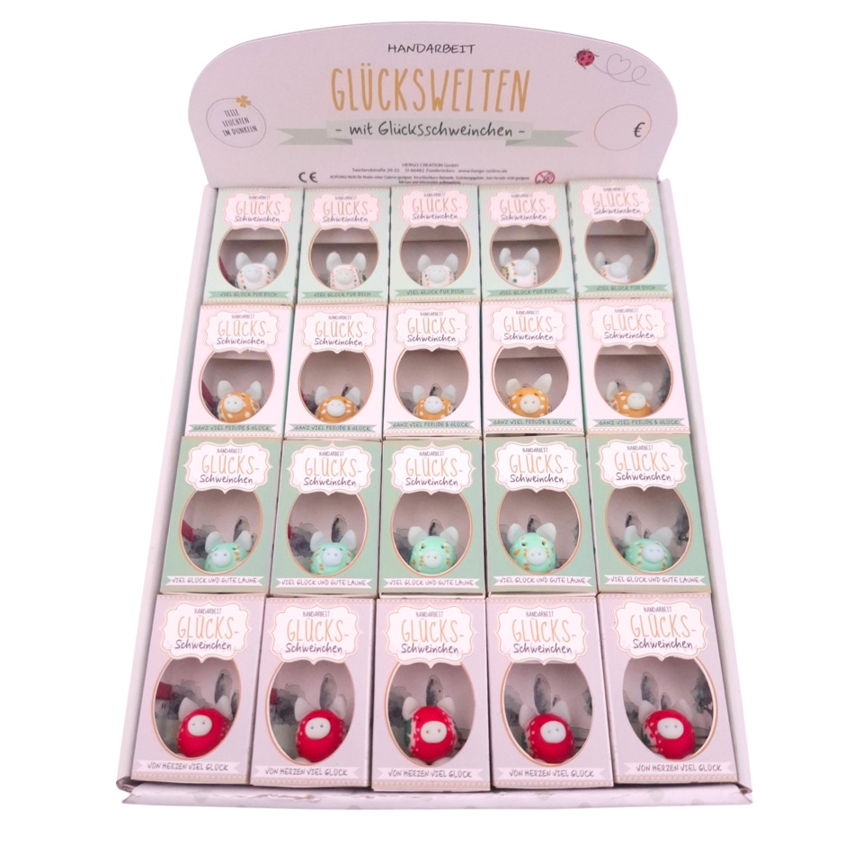 Schweinchen, Glücks-Schweinchen, Miniaturfiguren, Kuscheltier, Kartenbox