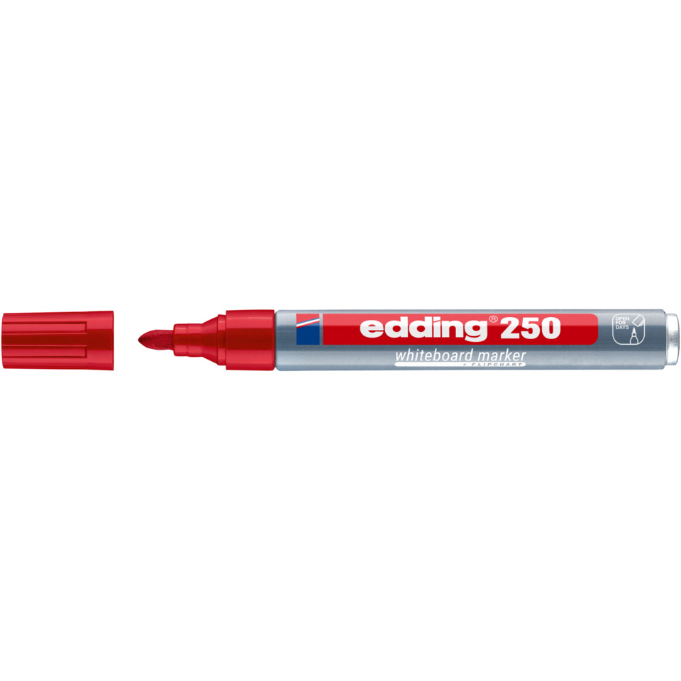 Whiteboard-Marker, rote Kappe, Marker, edging 250, Kunststoffgehäuse