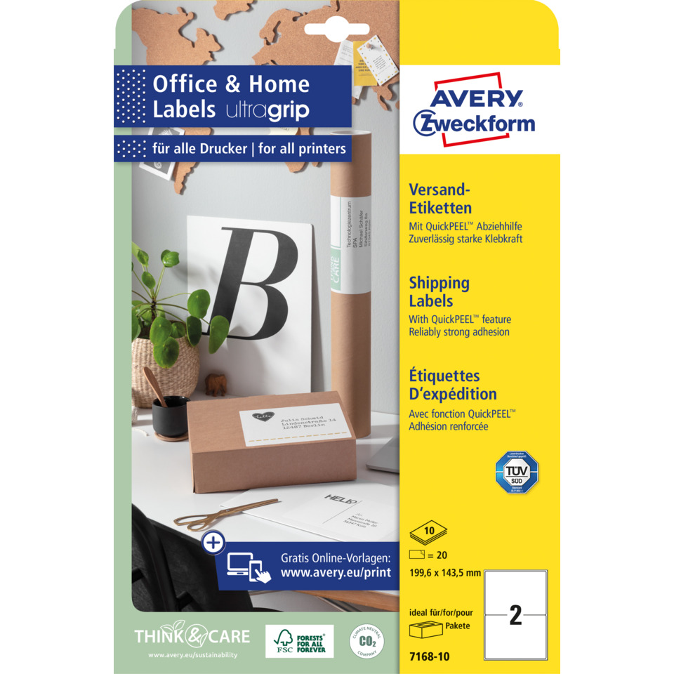 Shipping labels, Office labels, Avery, Ultragrip, Etiketten