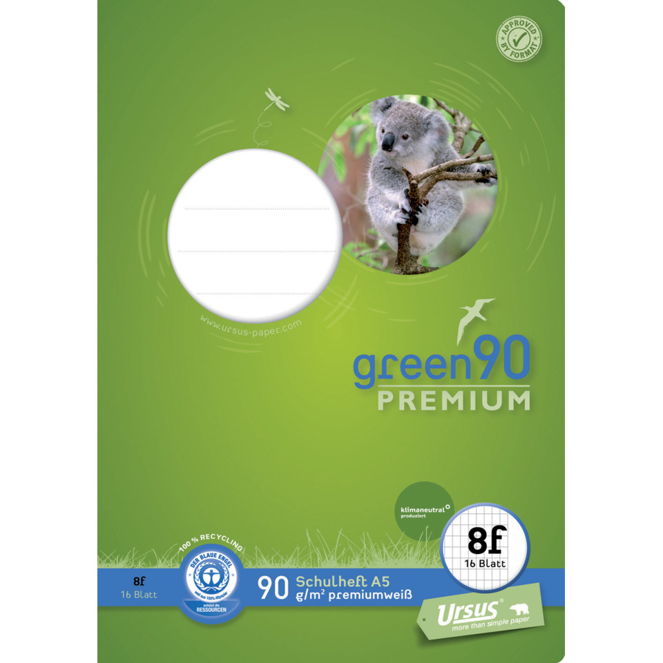 Schulheft, A5, Papier, Grün, 80g/m²