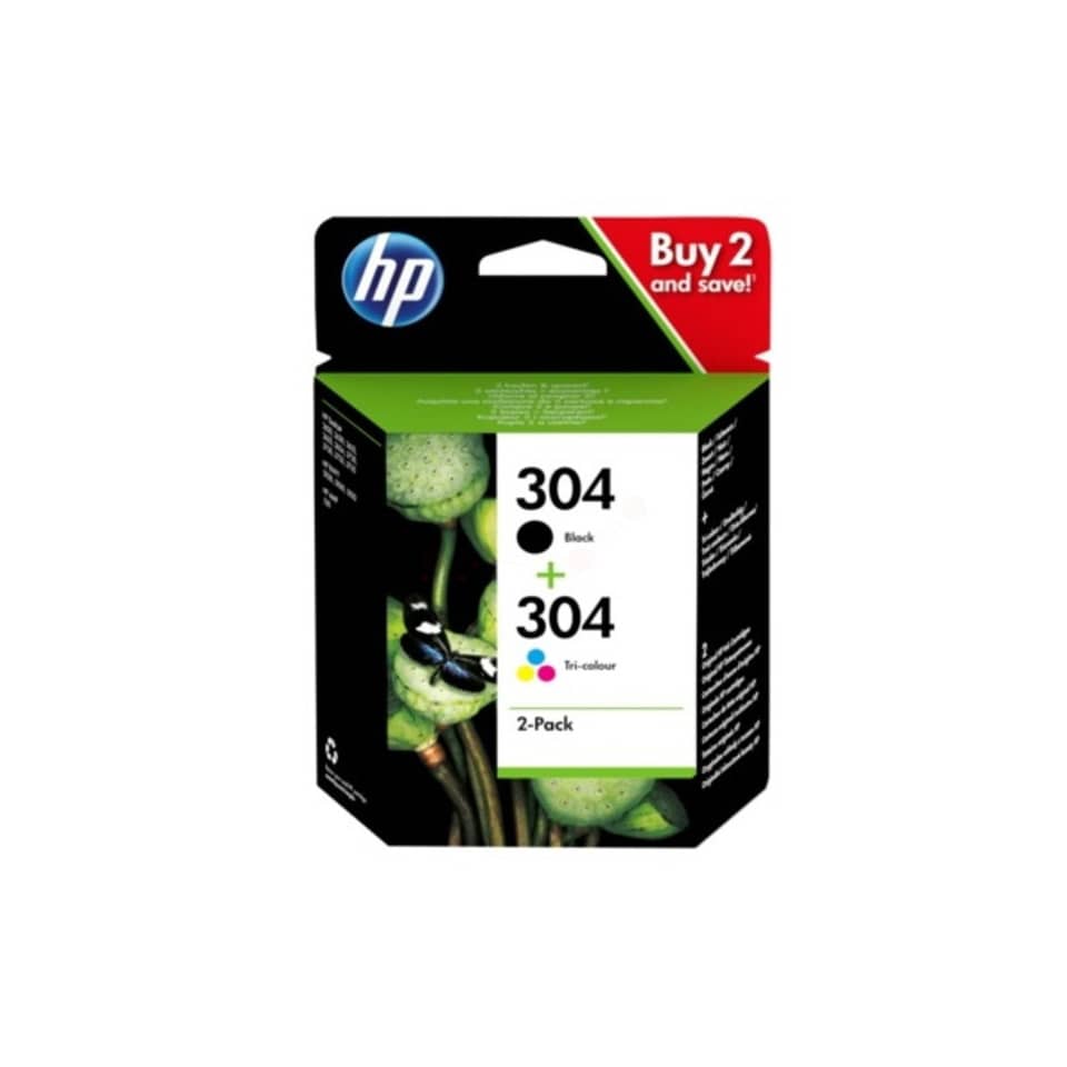 Tintenpatronen, HP, 304, Schwarz, Tri-Farben, 2er-Pack