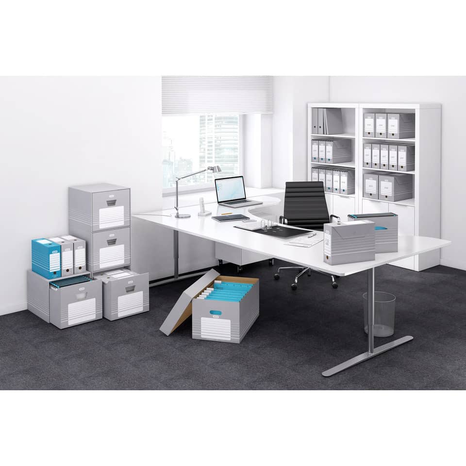 Büro, Bürotisch, Ablageboxen, Dateien, Archivkartons