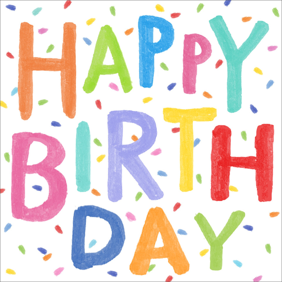 geburtstag, konfetti, bunt, buchstaben, karte