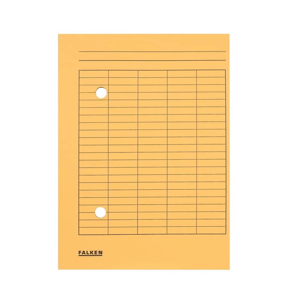 orange card, grid pattern, two holes, falken logo, instruction sheet