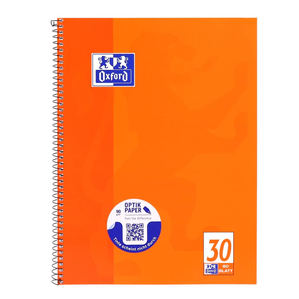 Spiralhefter, Notizbuch, orange, Oxford, Blatt 30