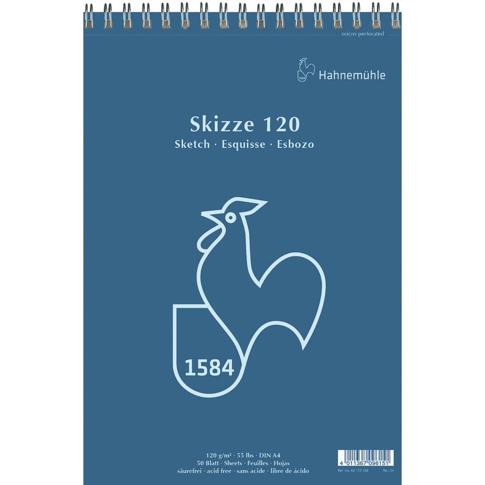 skizzenbuch, notizbuch, spiralband, papier, hahn design