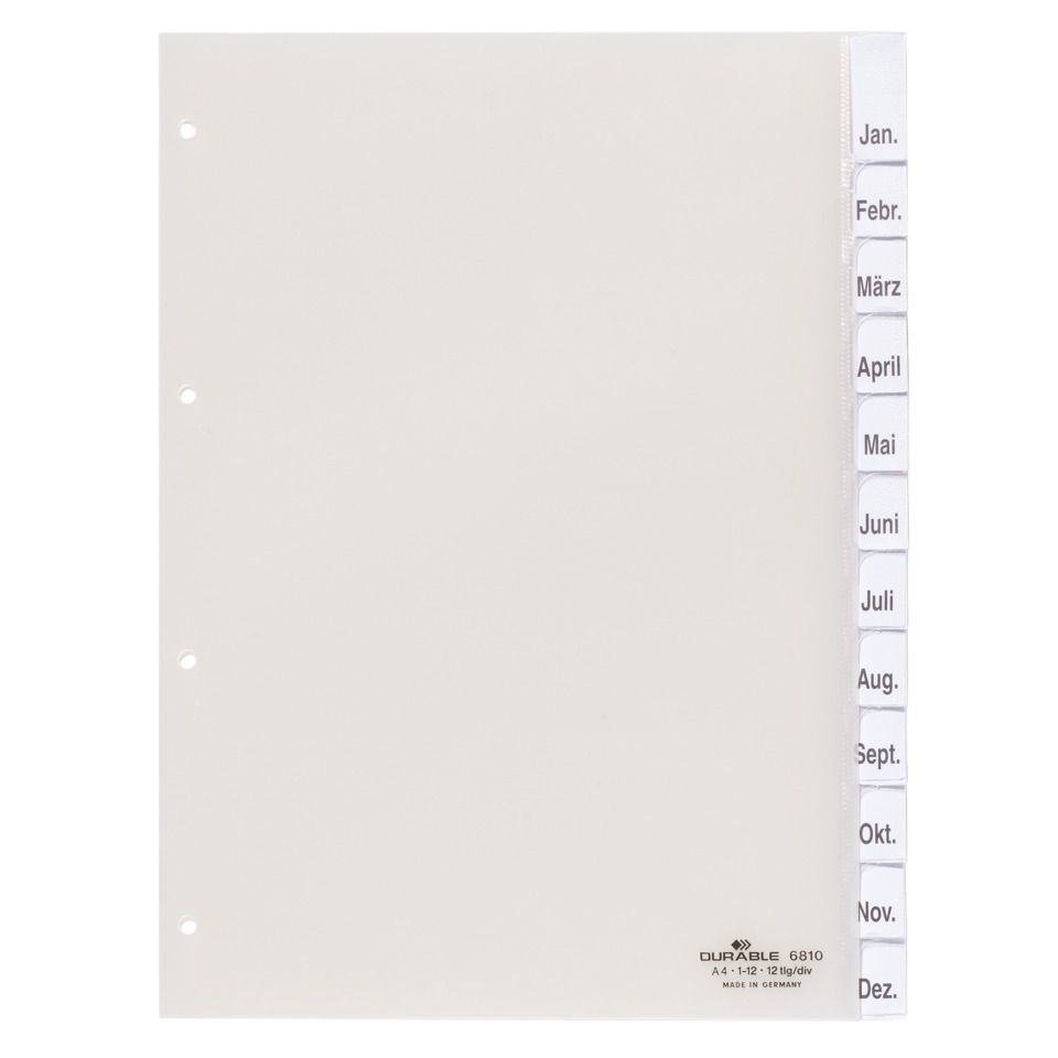 Kalender, Monatsregister, Draht-/Binder, Plastik-Trenner, Made in Germany