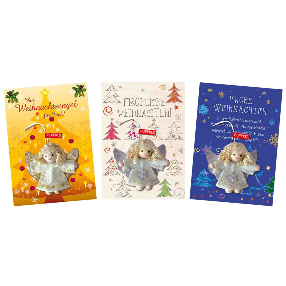 Weihnachtskarten, Engelanhänger, Weihnachtsmotiv, Grußkarten, Plüschengel