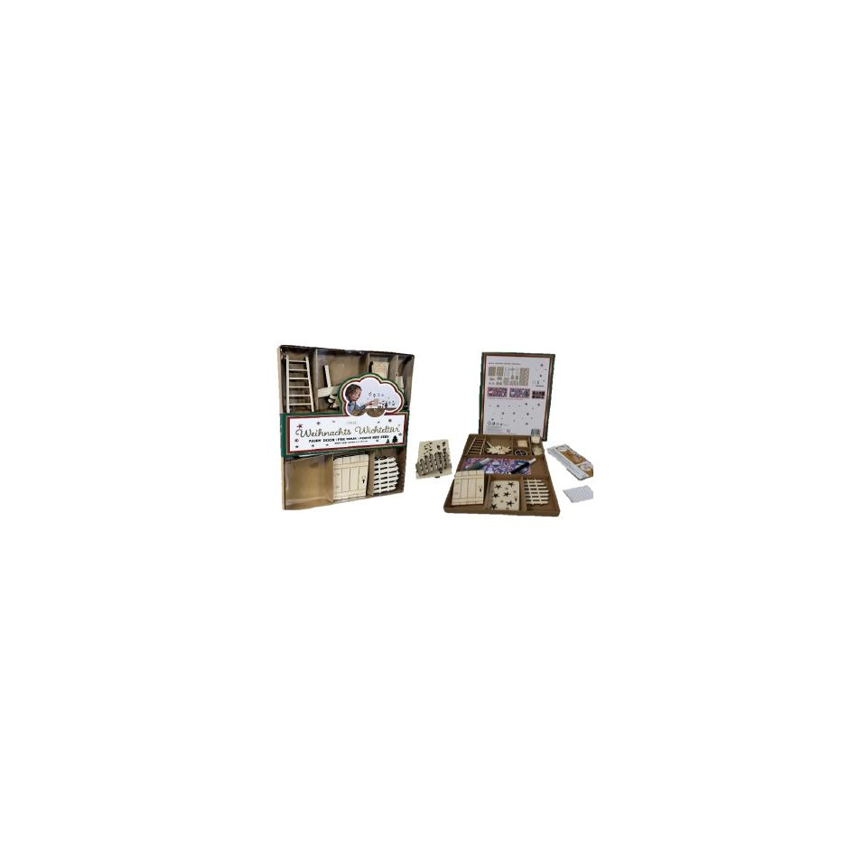 Holzspielset, Wikinger, Legespiel, Stempelset, Spielzeugkasten