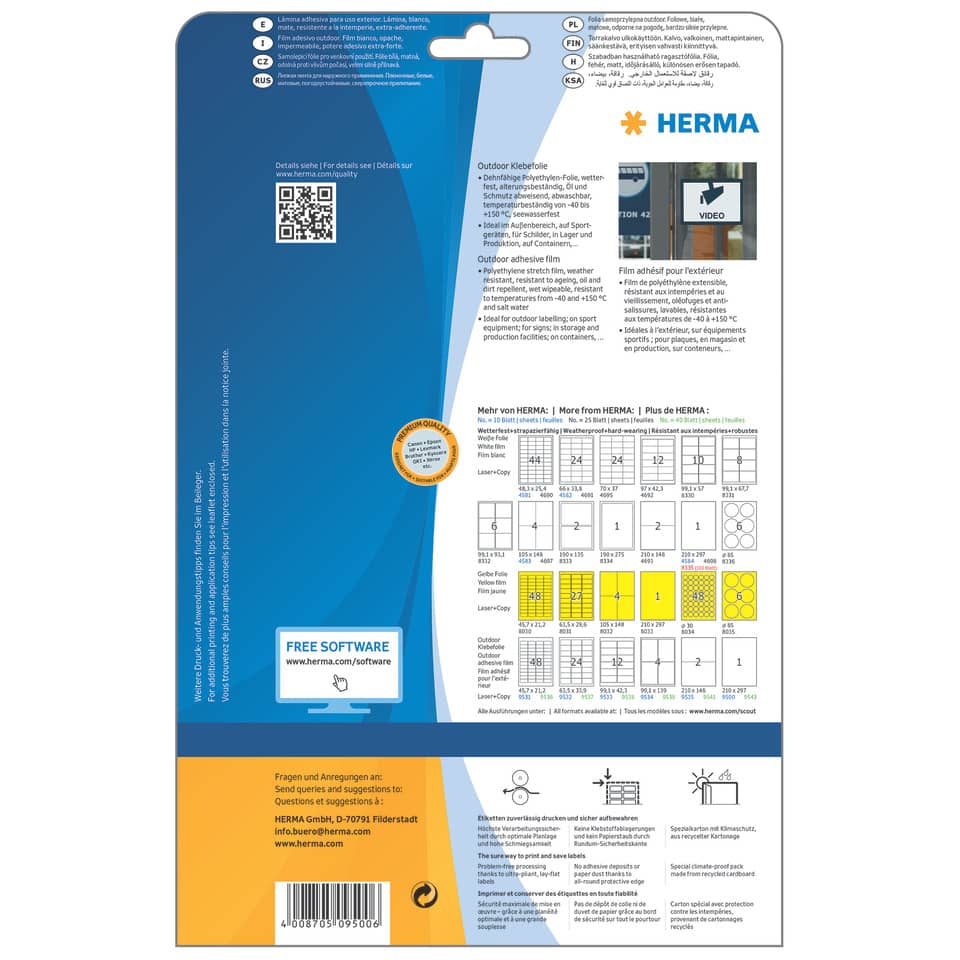Klebefilm, Außenfähig, Polyethylen, Blaues Verpackungsmaterial, Herma