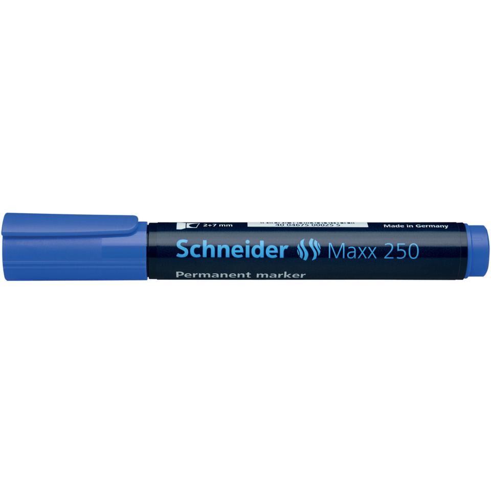 Permanent marker, Marker pen, Blue body, Schneider Maxx 250, Made in Germany