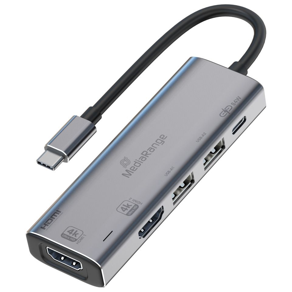 HDMI-Adapter, USB-C, 4K, Aluminium, Multiport-Hub