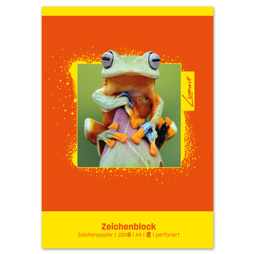 Frosch, Orange, Notizblock, Papier, Kunst