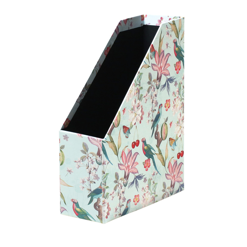 Schreibtisch-Organizer, Ordnerhalter, Blumenmuster, Vogeldruck, Kartonage