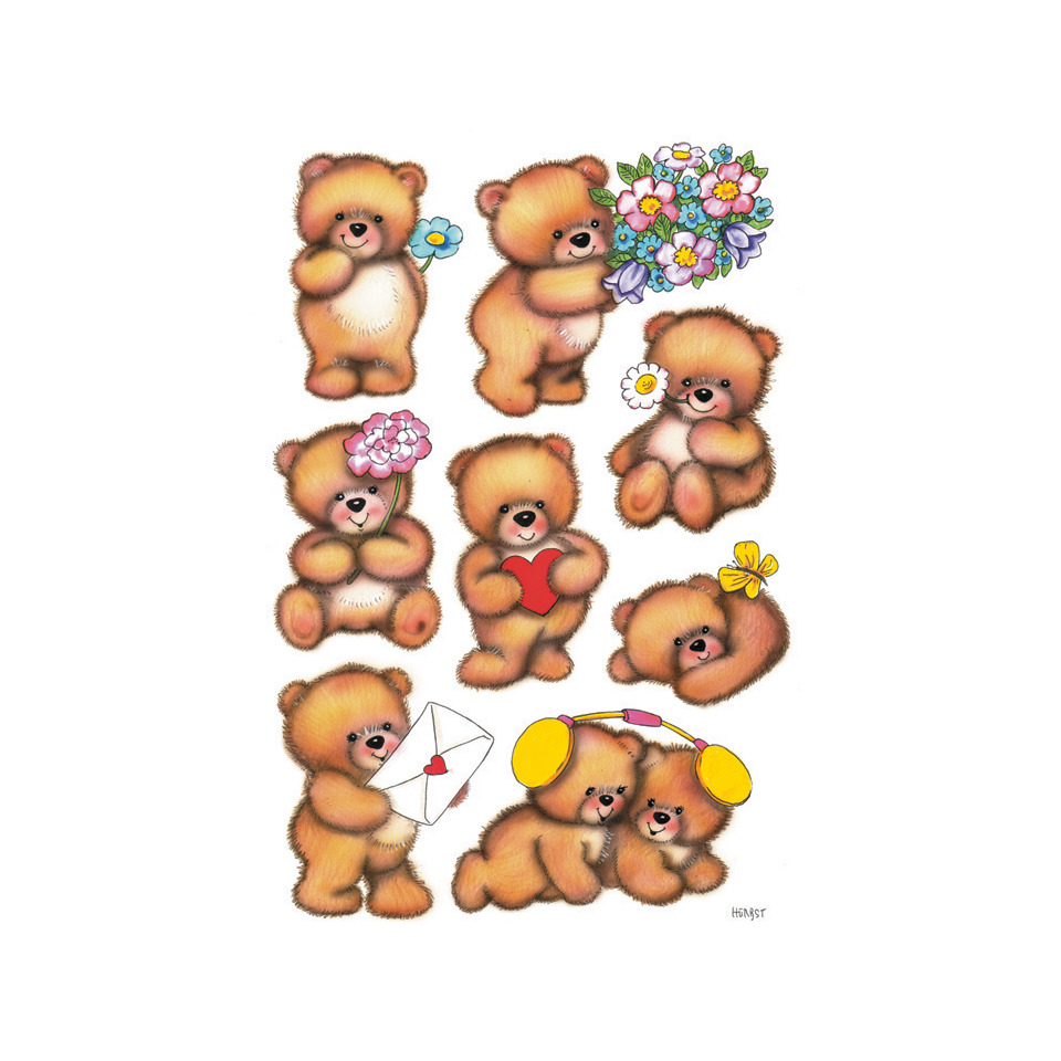 Bärchen, Teddybären, Teddybär Sticker, Herz, Blumen
