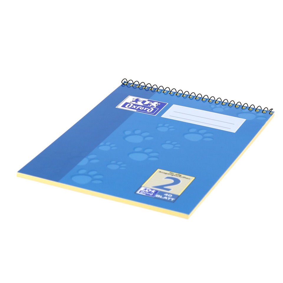 spiralnotebook, bluenotebook, pfotendruckmuster, Oxford, Lineaturdeckel