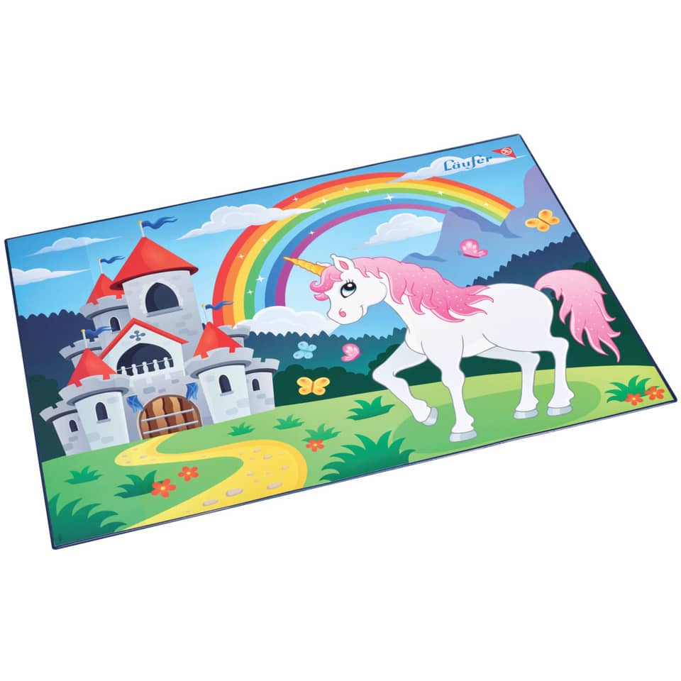 Puzzlespiel, Unicorn, Regenbogen, Schloss, Wiese