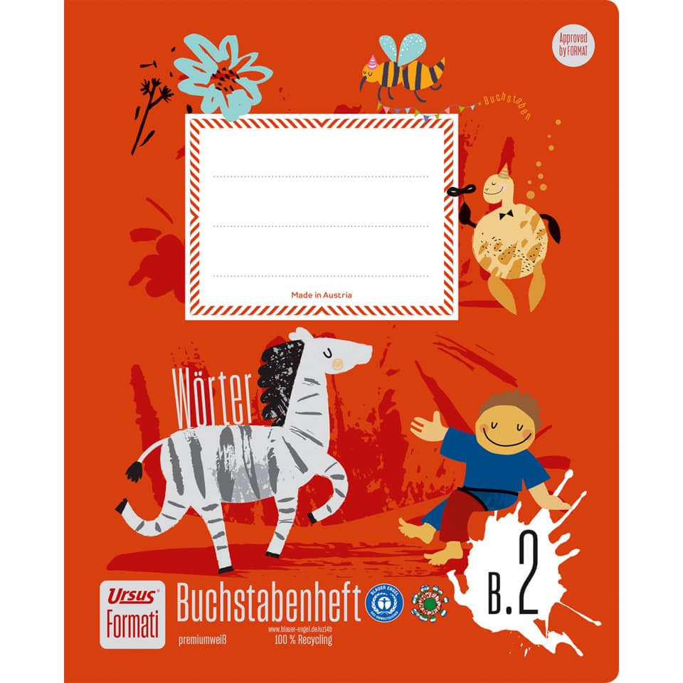 Notizblock, Buchstabe, Hirsch Zebra, Buntes Kinderdesign, Made in Austria