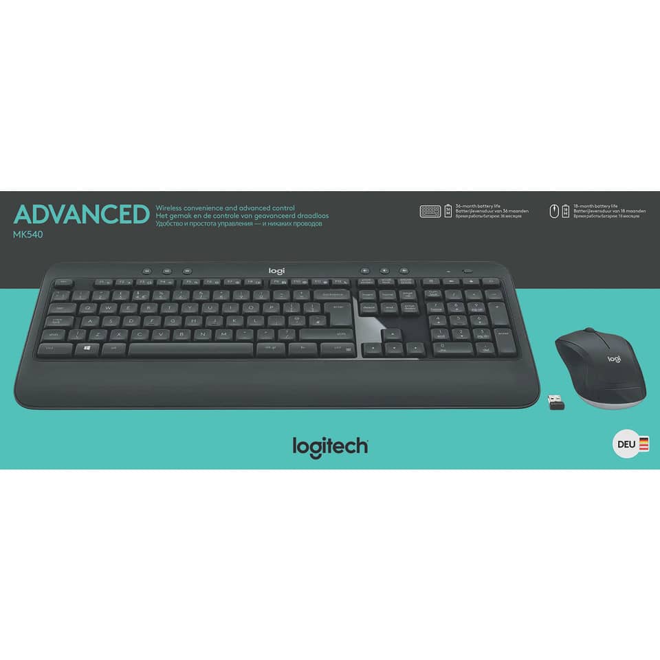 Tastatur, Kabellose Maus, UK-Layout, Full-Size, Logitech