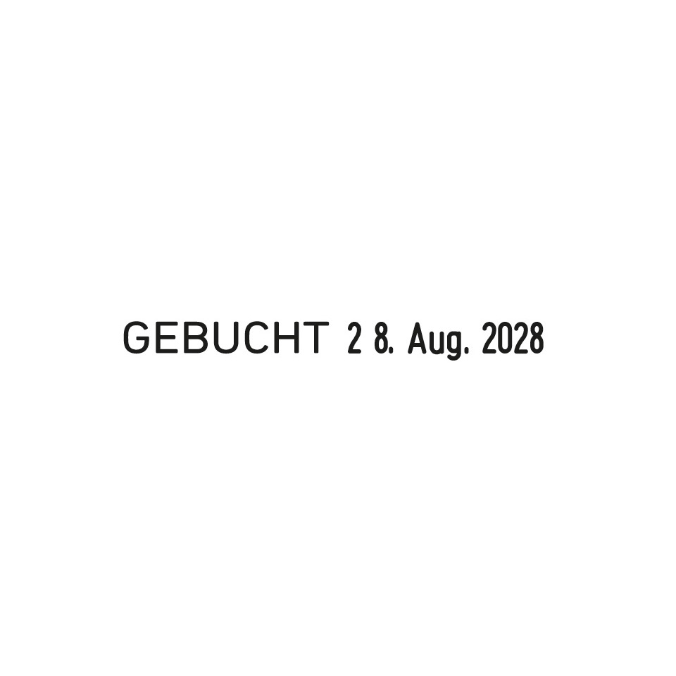 Text, Gebucht, Datum, 2., Aug., 2028
