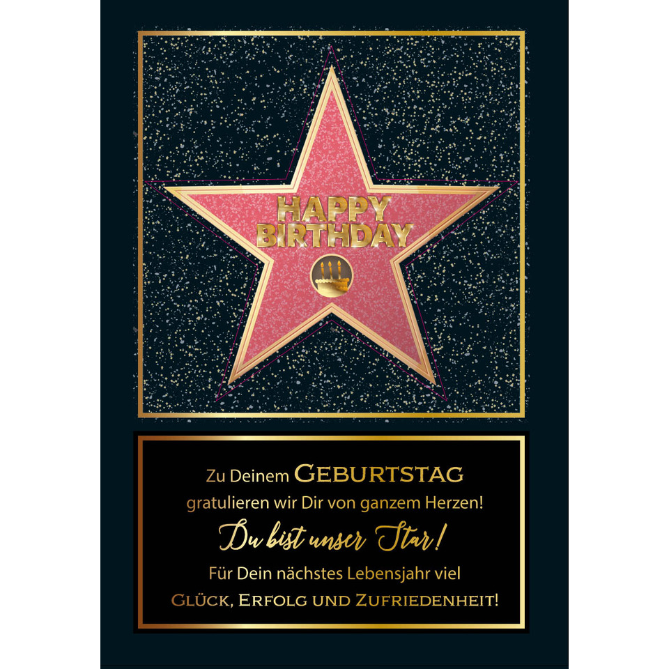 Stern, Goldener Rahmen, Geburtstag, Glitzer, Grußkarte