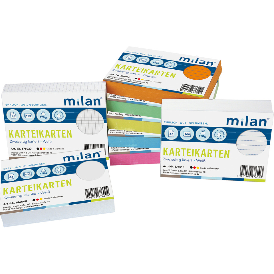 Karteikarten, Karteikarten-Box, weiß, Zweisprachig, Mild