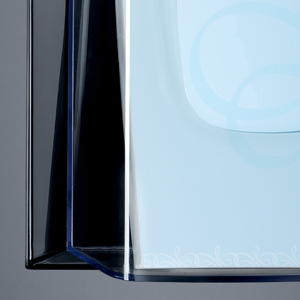 verpackung, glasvitrine, kristallplatte, applikation, musterrand