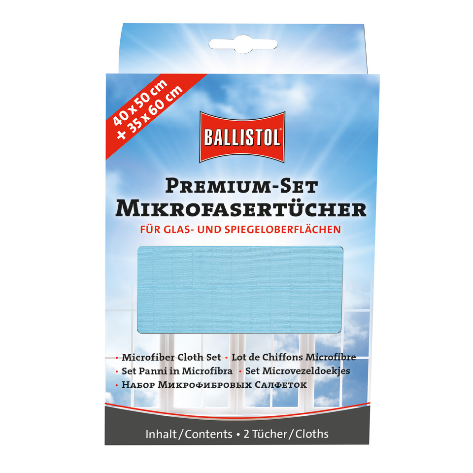 Mikrofasertücher, Glasoberflächen, Mikrofaser-Set, 2 Tücher, Spiegeloberflächen-Putztücher