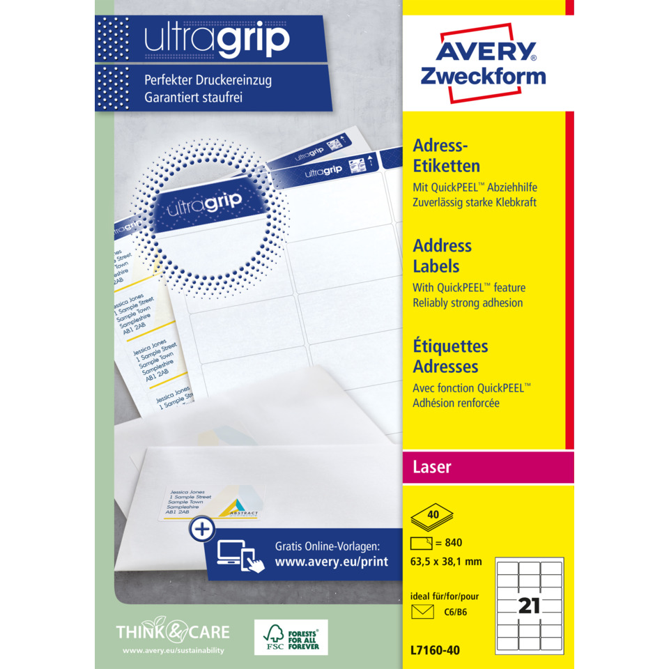 Adressenetiketten, Etikettenpapier, Klebeband, Lasergröße 21, Druckmaterialien