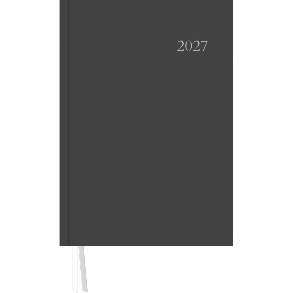 notizbuch, kalender, 2027, grau, lederband